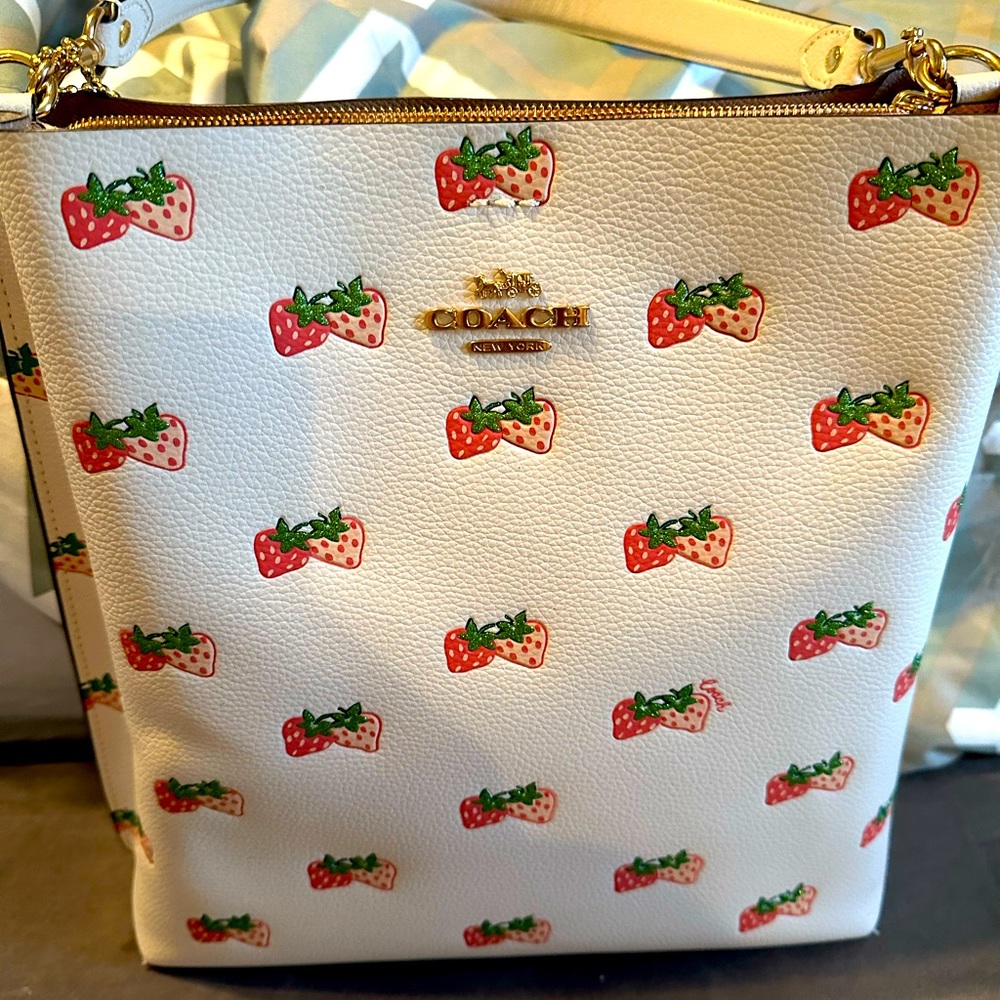 Strawberry coach bucket purse.